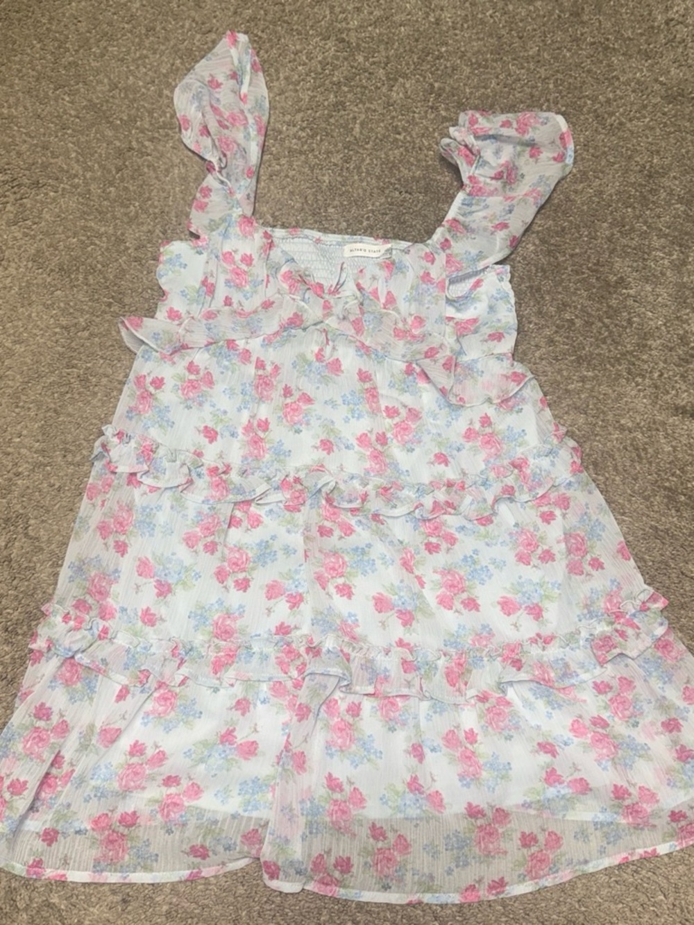 Altard state Women’s Floral Ruffle Sundress - Pink & Blue